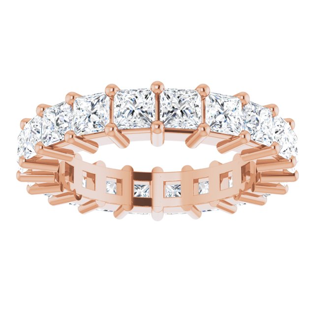 10K Gold Square Lab-Grown Diamond Shared-Prong Eternity Band – 3x3 mm Stones - Rose Gold - view 3