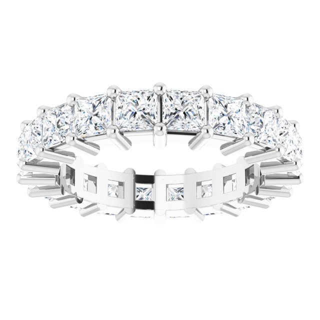 10K Gold Square Lab-Grown Diamond Shared-Prong Eternity Band – 3x3 mm Stones - White Gold - view 3