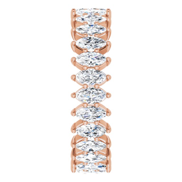 14K Gold Marquise Natural Diamond Shared-Prong Eternity Band – 4x2 mm Stones - Rose Gold - view 4