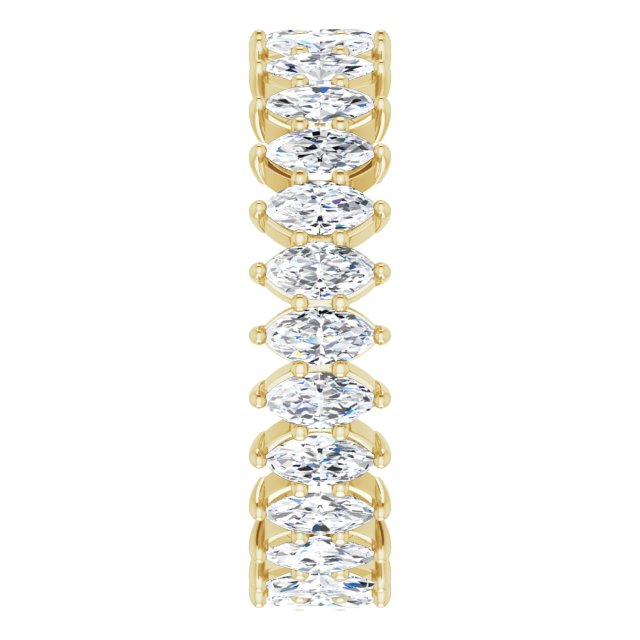 14K Gold Marquise Natural Diamond Shared-Prong Eternity Band – 4x2 mm Stones - Yellow Gold - view 4