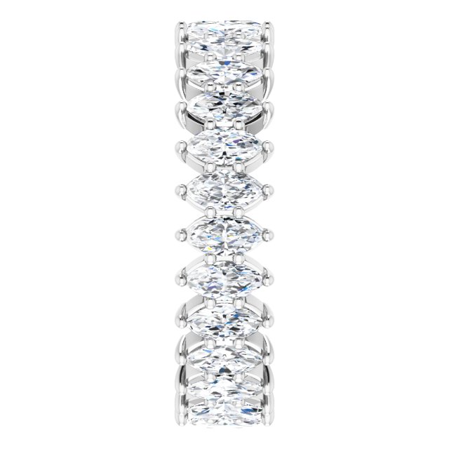 14K Gold Marquise Natural Diamond Shared-Prong Eternity Band – 4x2 mm Stones - White Gold - view 4