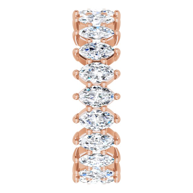 14K Gold Marquise Lab-Grown Diamond Shared-Prong Eternity Band – 4.5x2.5 mm Stones - Rose Gold - view 4
