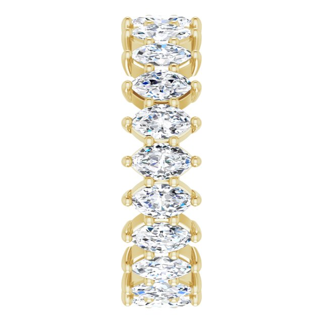 14K Gold Marquise Natural Diamond Shared-Prong Eternity Band – 4.5x2.5 mm Stones - Yellow Gold - view 4