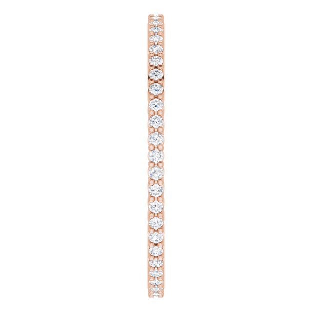 10K Gold Round Natural Diamond Shared-Prong Eternity Band – 1 mm Stones - Rose Gold - view 4