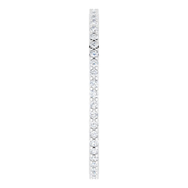 10K Gold Round Natural Diamond Shared-Prong Eternity Band – 1 mm Stones - White Gold - view 4