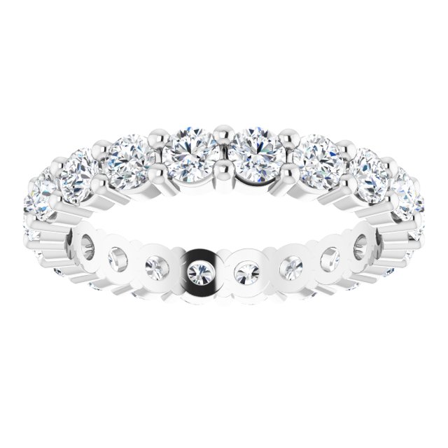 10K Gold Round Lab-Grown Diamond Shared-Prong Eternity Band – 2.75 mm Stones - White Gold - view 3