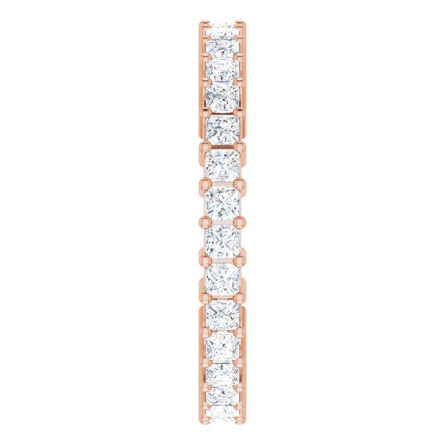10K Gold Square Natural Diamond Shared-Prong Eternity Band – 1.75x1.75 mm Stones - Rose Gold - view 4
