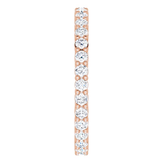 10K Gold Round Natural Diamond Shared-Prong Eternity Band – 1.7 mm Stones - Rose Gold - view 4