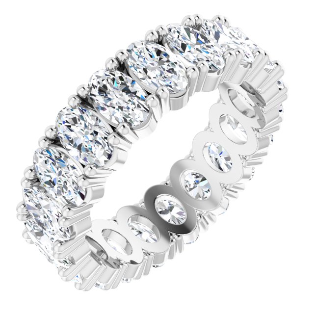 10K Gold Oval Lab-Grown Diamond Shared-Prong Eternity Band – 5x3 mm Stones - White Gold