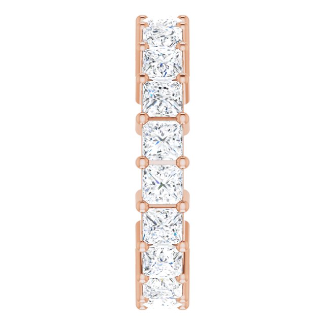 10K Gold Square Lab-Grown Diamond Shared-Prong Eternity Band – 3x3 mm Stones - Rose Gold - view 4