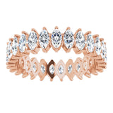 14K Gold Marquise Natural Diamond Shared-Prong Eternity Band – 4x2 mm Stones - Rose Gold - view 3