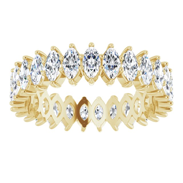 14K Gold Marquise Natural Diamond Shared-Prong Eternity Band – 4x2 mm Stones - Yellow Gold - view 3