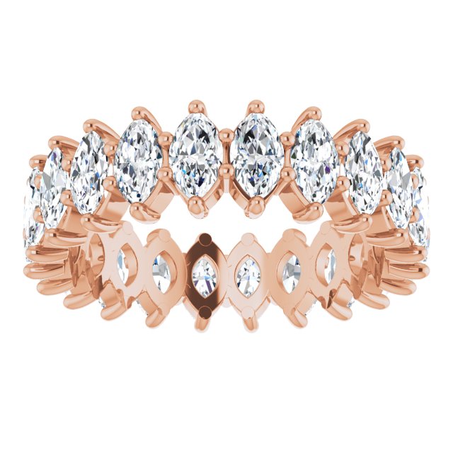 14K Gold Marquise Lab-Grown Diamond Shared-Prong Eternity Band – 4.5x2.5 mm Stones - Rose Gold - view 3