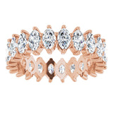 14K Gold Marquise Natural Diamond Shared-Prong Eternity Band – 4.5x2.5 mm Stones - Rose Gold - view 3