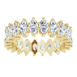 14K Gold Marquise Lab-Grown Diamond Shared-Prong Eternity Band – 4.5x2.5 mm Stones - Yellow Gold - view 3