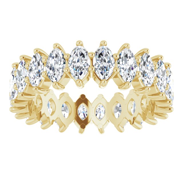 14K Gold Marquise Lab-Grown Diamond Shared-Prong Eternity Band – 4.5x2.5 mm Stones - Yellow Gold - view 3