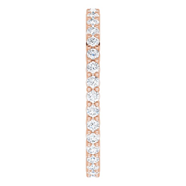 10K Gold Round Natural Diamond Shared-Prong Eternity Band – 1.5 mm Stones - Rose Gold - view 4