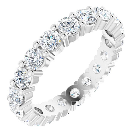 10K Gold Round Natural Diamond Shared-Prong Eternity Band – 3 mm Stones - White Gold