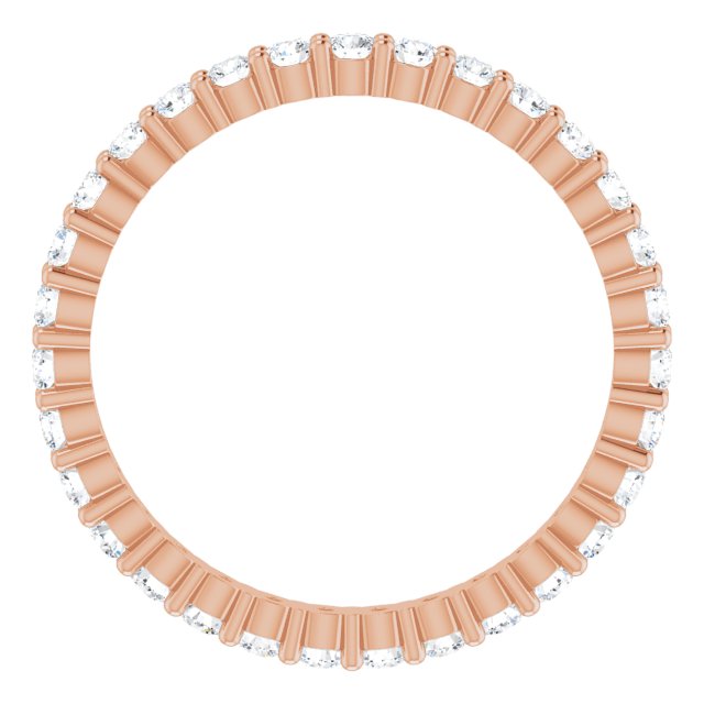 10K Gold Round Natural Diamond Shared-Prong Eternity Band – 1.75 mm Stones - Rose Gold - view 2