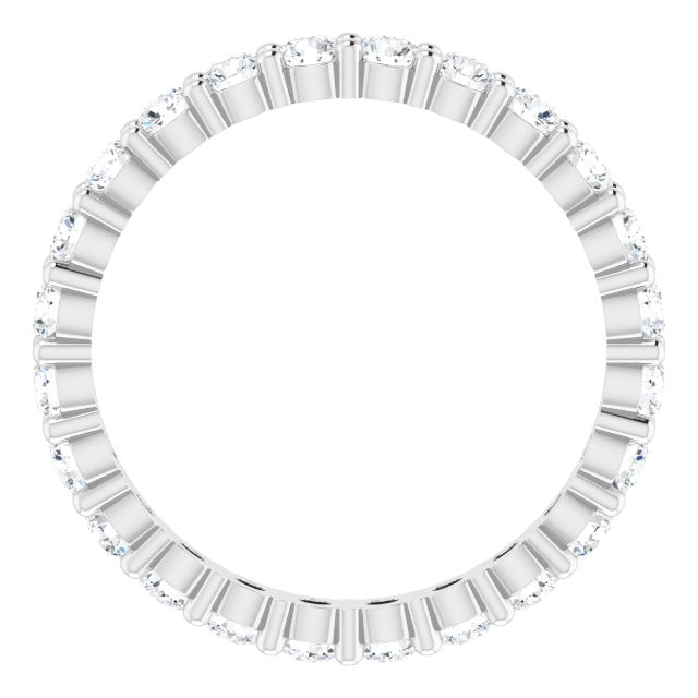 10K Gold Round Natural Diamond Shared-Prong Eternity Band – 2.25 mm Stones - White Gold - view 2