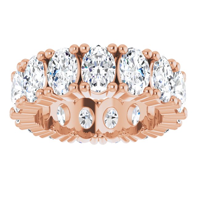 10K Gold Oval Natural Diamond Shared-Prong Eternity Band – 6x4 mm Stones - Rose Gold - view 3