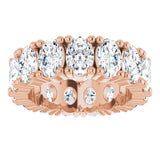 14K Gold Oval Natural Diamond Shared-Prong Eternity Band – 6x4 mm Stones - Rose Gold - view 3