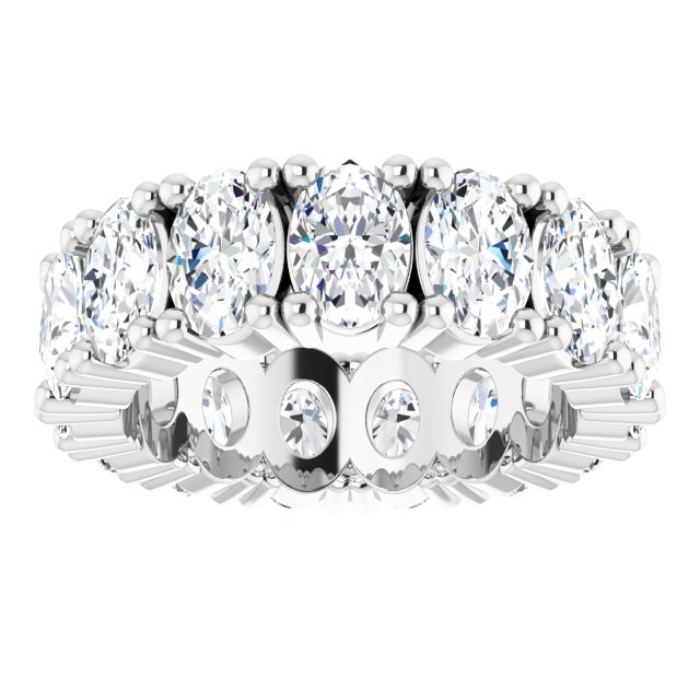 10K Gold Oval Lab-Grown Diamond Shared-Prong Eternity Band – 6x4 mm Stones - White Gold - view 3