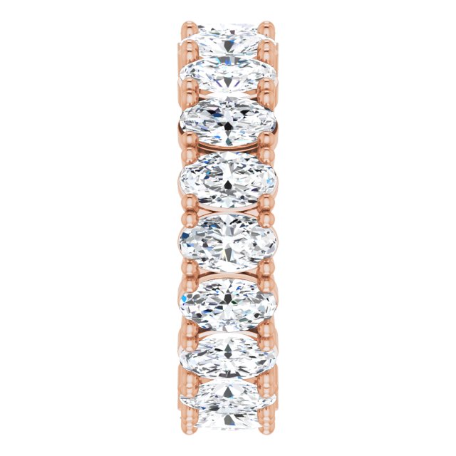 14K Gold Oval Lab-Grown Diamond Shared-Prong Eternity Band – 5x3 mm Stones - Rose Gold - view 4