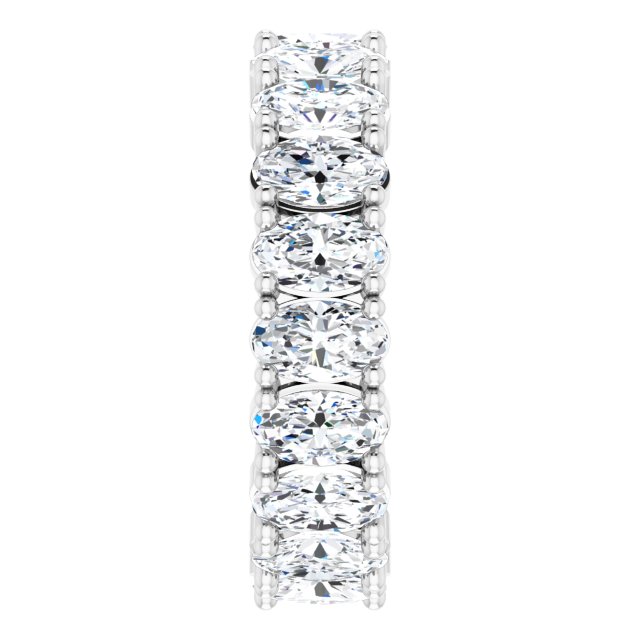 14K Gold Oval Lab-Grown Diamond Shared-Prong Eternity Band – 5x3 mm Stones - White Gold - view 4