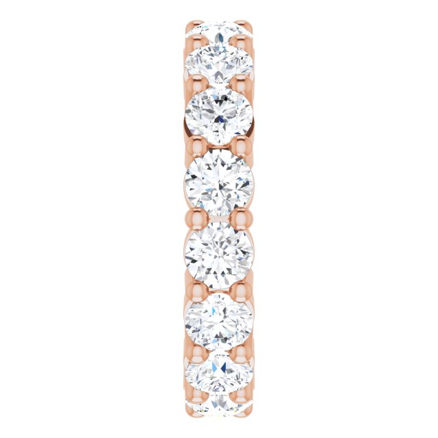 10K Gold Round Natural Diamond Shared-Prong Eternity Band – 3.8 mm Stones - Rose Gold - view 4