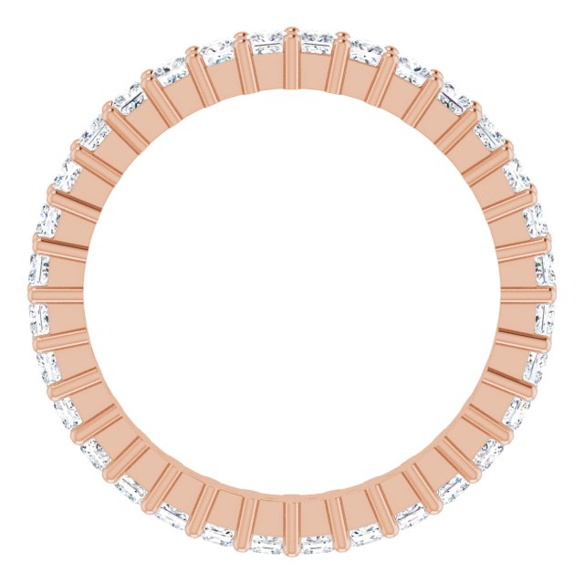 10K Gold Square Natural Diamond Shared-Prong Eternity Band – 1.75x1.75 mm Stones - Rose Gold - view 2