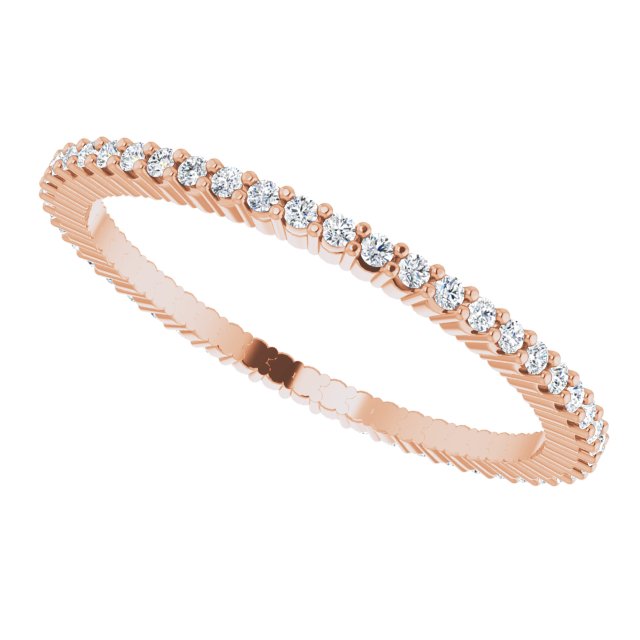10K Gold Round Natural Diamond Shared-Prong Eternity Band – 1 mm Stones - Rose Gold - view 5