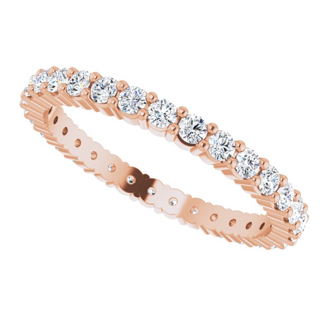10K Gold Round Lab-Grown Diamond Shared-Prong Eternity Band – 1.75 mm Stones - Rose Gold - view 5