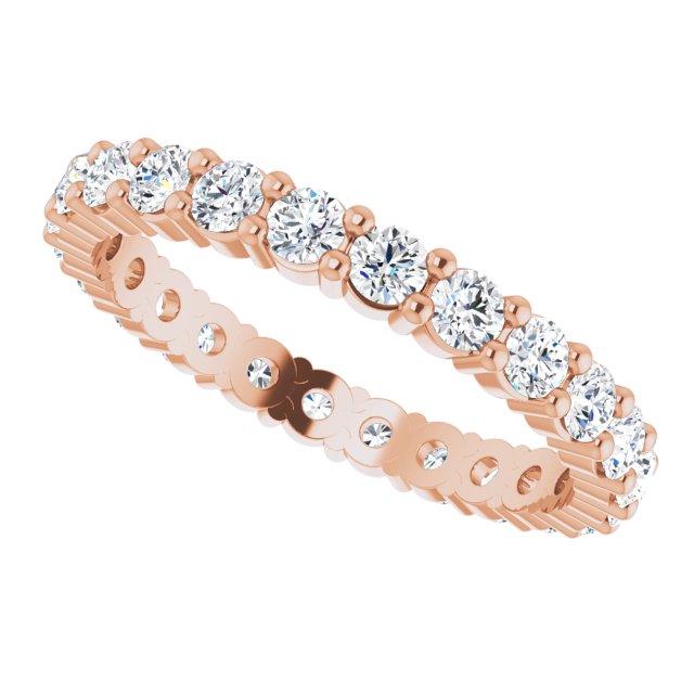 10K Gold Round Natural Diamond Shared-Prong Eternity Band – 2.25 mm Stones - Rose Gold - view 5