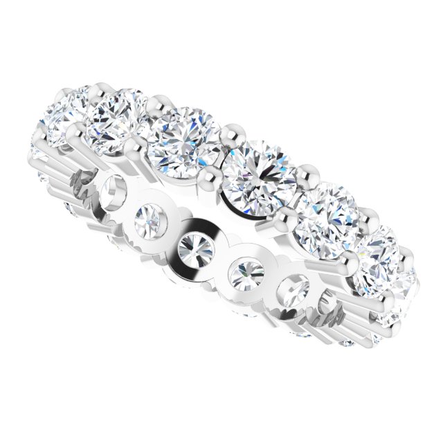 10K Gold Round Natural Diamond Shared-Prong Eternity Band – 3.75 mm Stones - White Gold - view 5