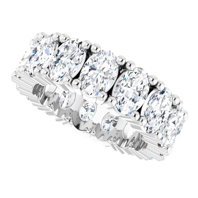 10K Gold Oval Lab-Grown Diamond Shared-Prong Eternity Band – 6x4 mm Stones - White Gold - view 5