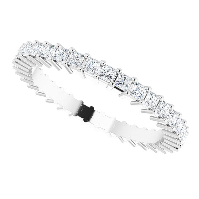 10K Gold Square Lab-Grown Diamond Shared-Prong Eternity Band – 1.5x1.5 mm Stones - White Gold - view 5