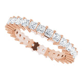 10K Gold Square Natural Diamond Shared-Prong Eternity Band – 2x2 mm Stones - Rose Gold - view 5