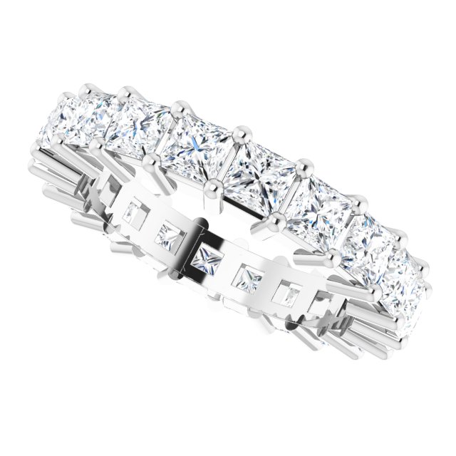 10K Gold Square Natural Diamond Shared-Prong Eternity Band – 3x3 mm Stones - White Gold - view 5