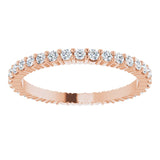 10K Gold Round Natural Diamond Shared-Prong Eternity Band – 1.5 mm Stones - Rose Gold - view 3