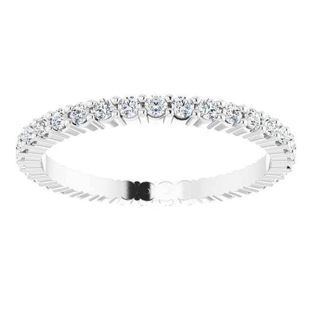 10K Gold Round Lab-Grown Diamond Shared-Prong Eternity Band – 1.5 mm Stones - White Gold - view 3