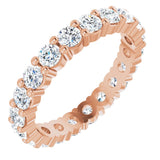 10K Gold Round Natural Diamond Shared-Prong Eternity Band – 2.75 mm Stones - Rose Gold