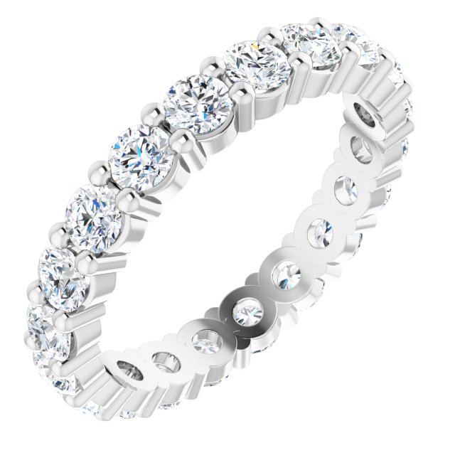10K Gold Round Lab-Grown Diamond Shared-Prong Eternity Band – 2.75 mm Stones - White Gold