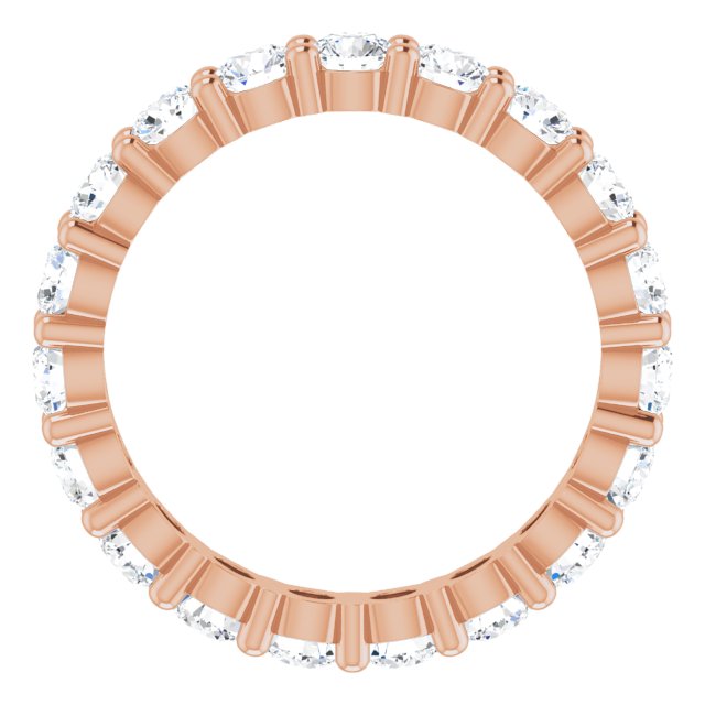 10K Gold Round Natural Diamond Shared-Prong Eternity Band – 3 mm Stones - Rose Gold - view 2