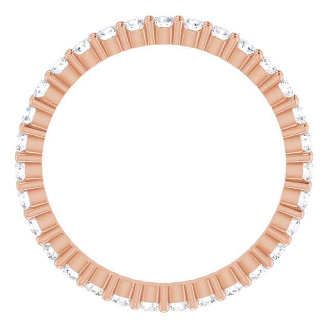 10K Gold Round Lab-Grown Diamond Shared-Prong Eternity Band – 1.7 mm Stones - Rose Gold - view 2