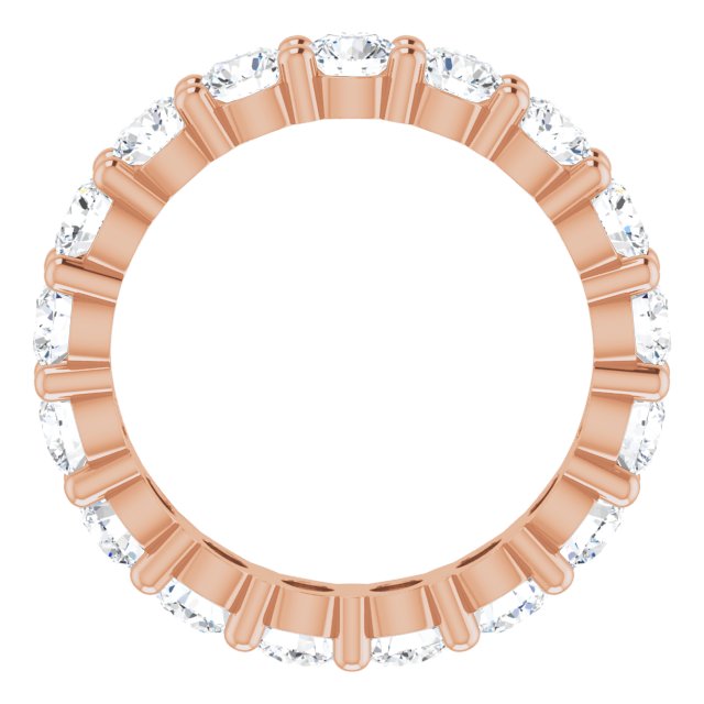 10K Gold Round Lab-Grown Diamond Shared-Prong Eternity Band – 3.4 mm Stones - Rose Gold - view 2