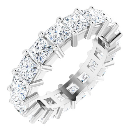 10K Gold Square Lab-Grown Diamond Shared-Prong Eternity Band – 3.5x3.5 mm Stones - White Gold