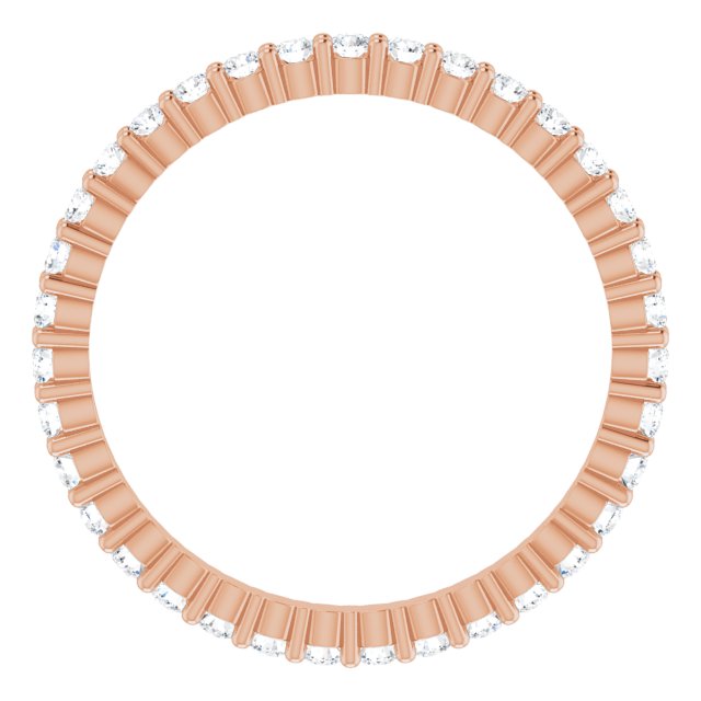 10K Gold Round Lab-Grown Diamond Shared-Prong Eternity Band – 1.5 mm Stones - Rose Gold - view 2