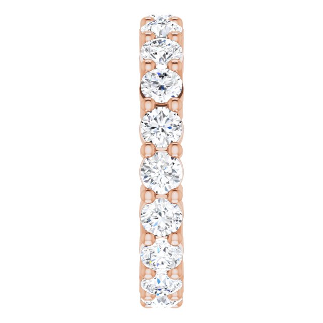10K Gold Round Natural Diamond Shared-Prong Eternity Band – 3 mm Stones - Rose Gold - view 4