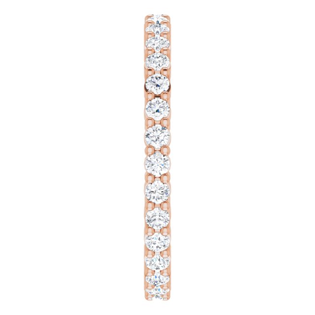 10K Gold Round Natural Diamond Shared-Prong Eternity Band – 1.7 mm Stones - Rose Gold - view 4